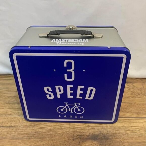 𝅺3 Speed brewery metal lunch pail. Blue/silver. Used condition. - Picture 3 of 9
